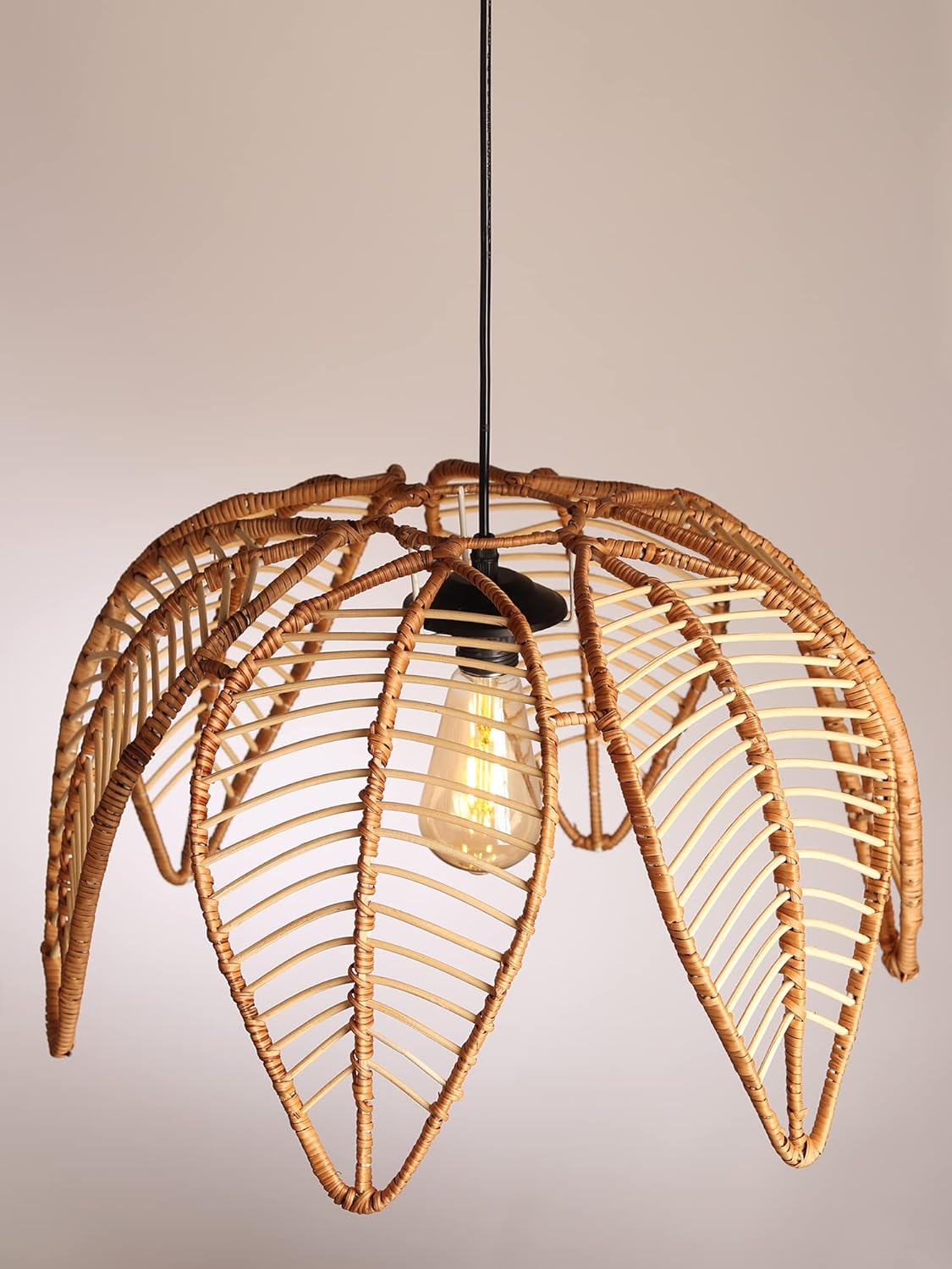 TIO's Bamboo Lampshade | Bamboo Pendant Lamp | Boho Lampshade | Cane Lampshade | Rattan Lampshade | Bamboo Hanging Lamp (Diameter 43 CM, Height 28 CM)