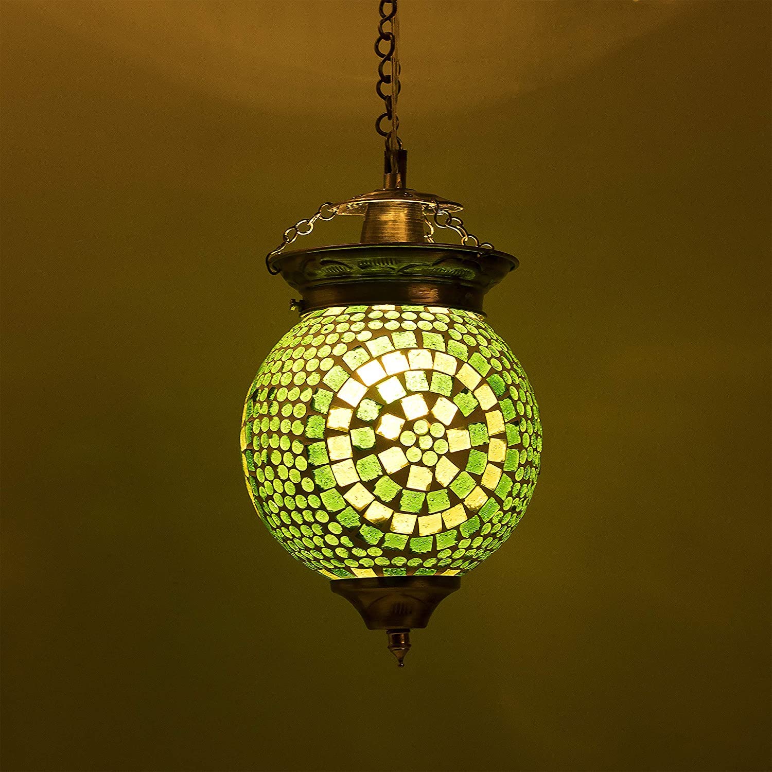 TIO's Glass Pendant Light Loft Bar Dining Room Living Room Creative LED/Filament Ceiling Fixture Hanging Lamp, E27 (Green, Turkish) - The Indie Odyssey