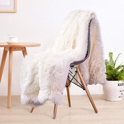 TIO's Super Soft Shaggy Faux Fur Blanket, Plush Fuzzy Bed Throw Decorative Washable Cozy Sherpa Fluffy Blankets for Couch Chair Sofa (Cream White)