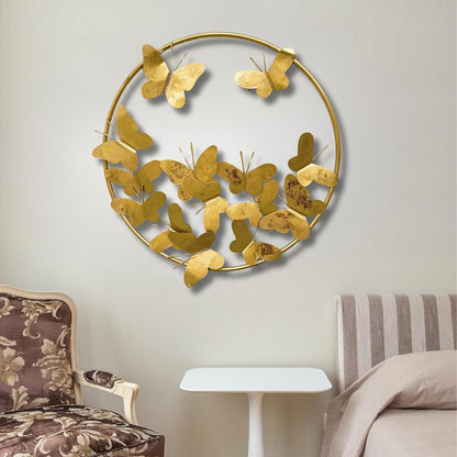 TIO's Metal Golden Butterfly HandCrafted Wall Decor/Wall Art For Living Room/Wall Hangings/Wall Sculptures Size-22x22 inches - The Indie Odyssey