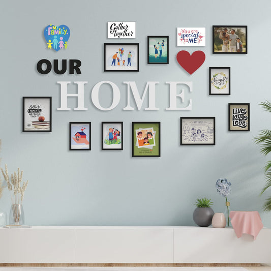 TIO's Photo Frame For Wall Set of 10 3D Collage photo frames with OUR HOME & HEART Plaque For Home Decoration, Wall Decor (8"X10"=5pcs,6"x8"=5pcs)