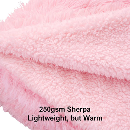 TIO's Super Soft Shaggy Faux Fur Blanket, Plush Fuzzy Bed Throw Decorative Washable Cozy Sherpa Fluffy Blankets for Couch Chair Sofa (Pink 30" x 40")