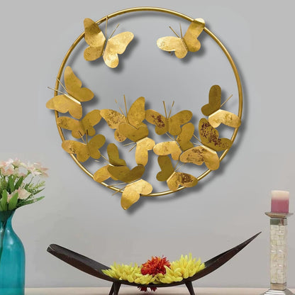 TIO's Metal Golden Butterfly HandCrafted Wall Decor/Wall Art For Living Room/Wall Hangings/Wall Sculptures Size-22x22 inches - The Indie Odyssey