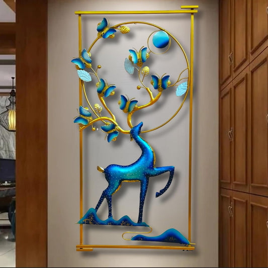 TIO's Wall Art Deer And Butterfly Metal Frame with LED, Wall Sculpture for Living Room, Bedroom, Drawing Room, Office Wall Hanging for Home Decorative Item - The Indie Odyssey