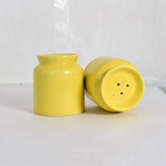 TIO's Handmade Ceramic Salt Pepper Set for Dining Table & Kitchen Ceramic Salt and Pepper Shakers Set Dispenser Set (60 ML) (Yellow)