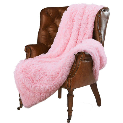 TIO's Super Soft Shagge Faux Fur Blanket Plush Fuzzy Bed Throw Decorative Cozy Fluffy Blankets for Couch Chair Sofa (Baby Pink 60" x 80")