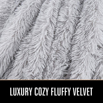 TIO's Super Soft Shaggy Faux Fur Blanket, Plush Fuzzy Bed Throw Decorative Washable Cozy Sherpa Fluffy Blankets for Couch Chair Sofa (Light Grey)