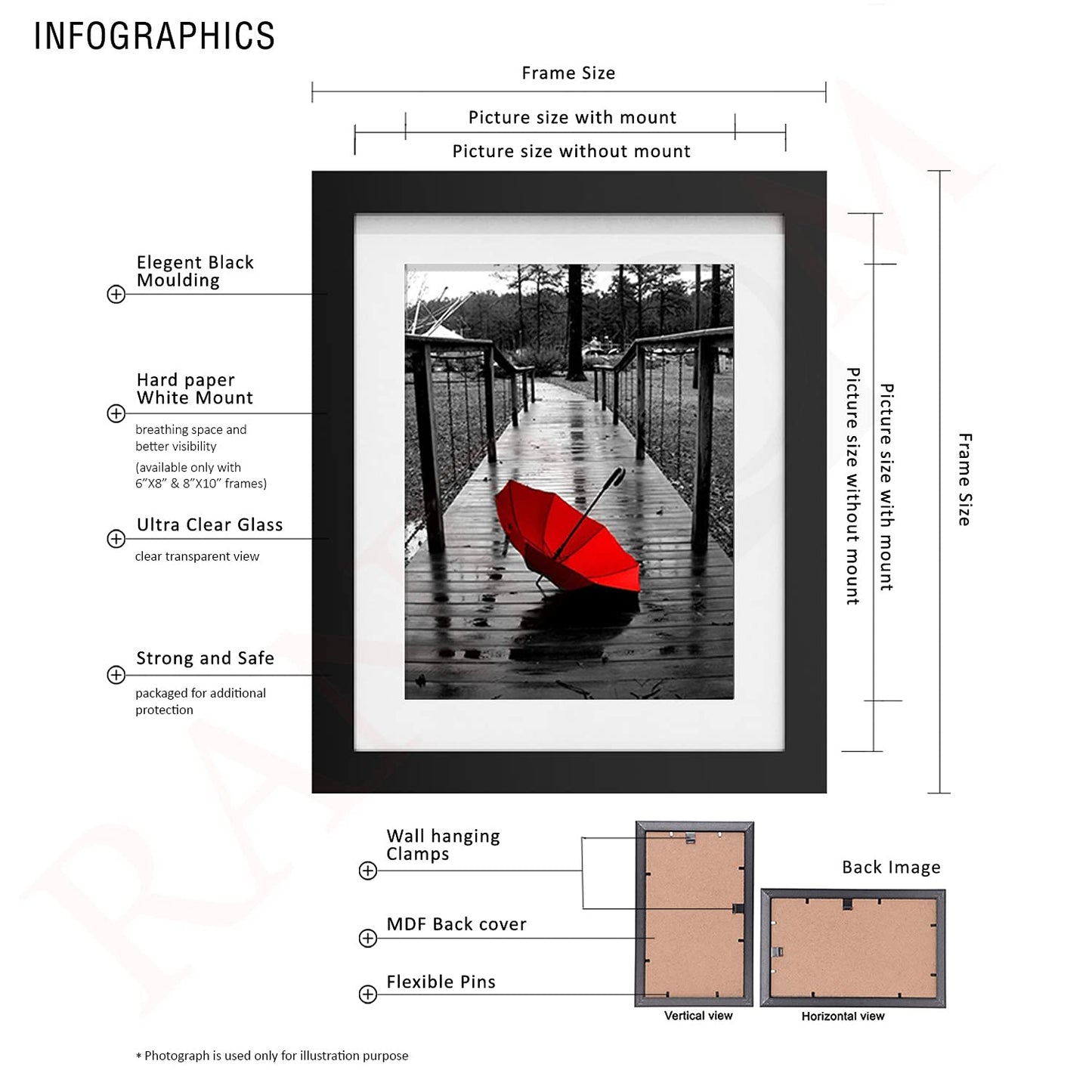 TIO's 10 Synthetic Photo Frames | Quotes Wall Hanging Frames for Bedroom, Home, Office (Black)