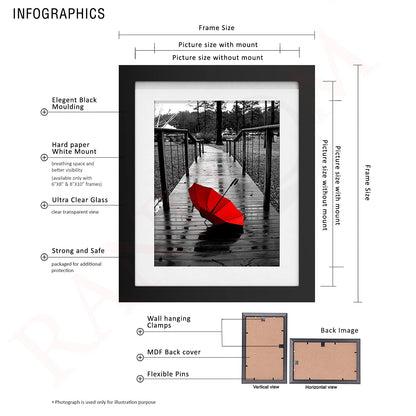 TIO's 10 Synthetic Photo Frames | Quotes Wall Hanging Frames for Bedroom, Home, Office (Black)