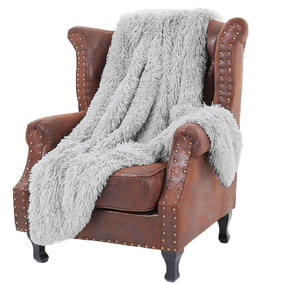 TIO's Super Soft Shaggy Faux Fur Blanket, Plush Fuzzy Bed Throw Decorative Washable Cozy Sherpa Fluffy Blankets for Couch Chair Sofa (Light Grey)