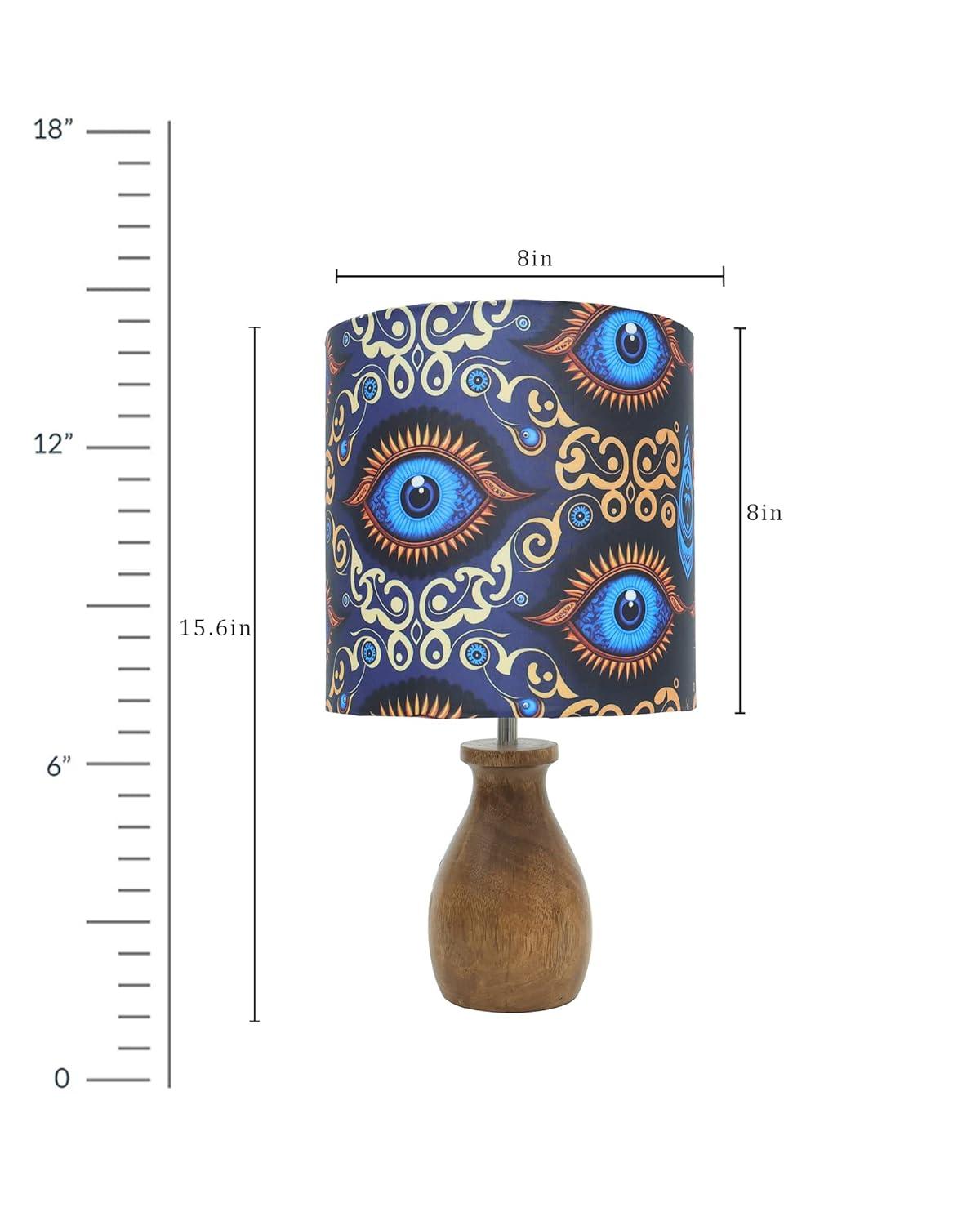 The Indie Odyssey's Dovel Pot, Modern Table Lamp With shade, Wooden Base Modern Fabric Lampshade for Home Office Cafe Restaurant, (Beauty in Eye) - The Indie Odyssey