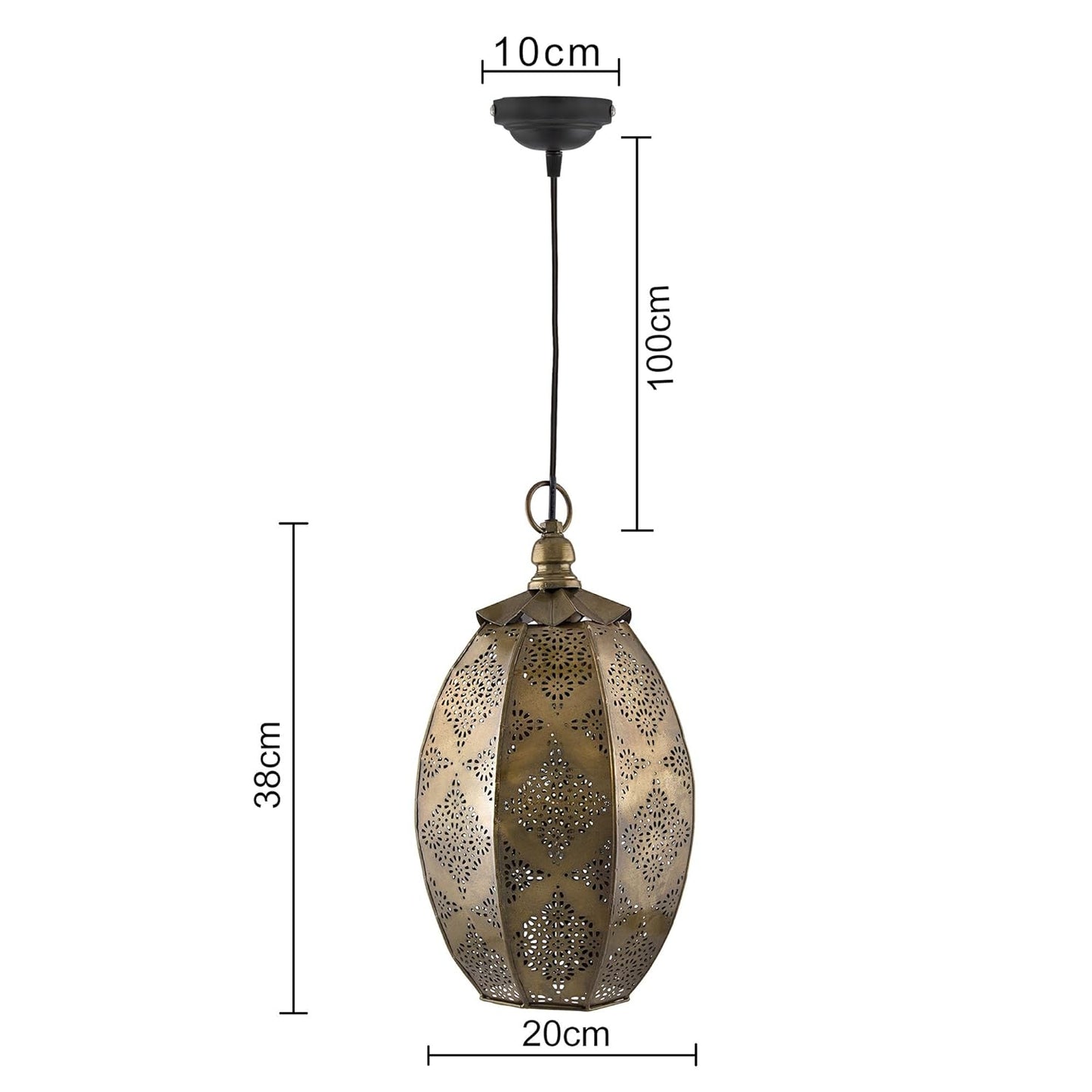 TIO's Moroccan, Hanging Pendant Light (Oval Gold) - The Indie Odyssey