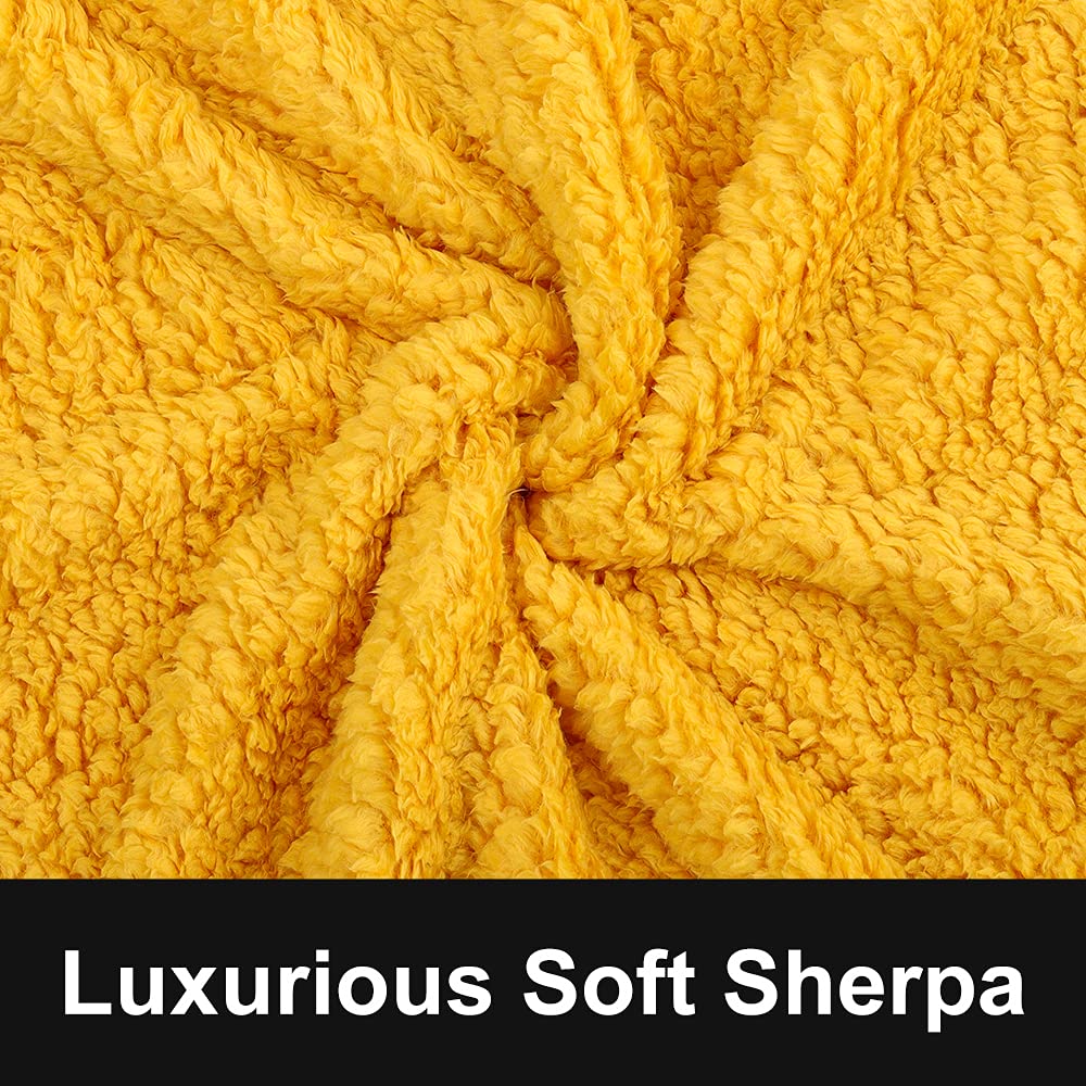 TIO's Super Soft Shaggy Faux Fur Blanket, Plush Fuzzy Bed Throw Decorative Washable Cozy Sherpa Fluffy Blankets for Couch Chair Sofa (Yellow)