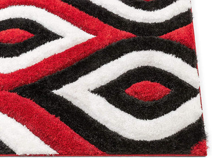 The Indie Odyssey's Handwoven 3D Carved Super Soft Collection Modern Area Rug, Carpet Multi Size Red Black 3D. - The Indie Odyssey