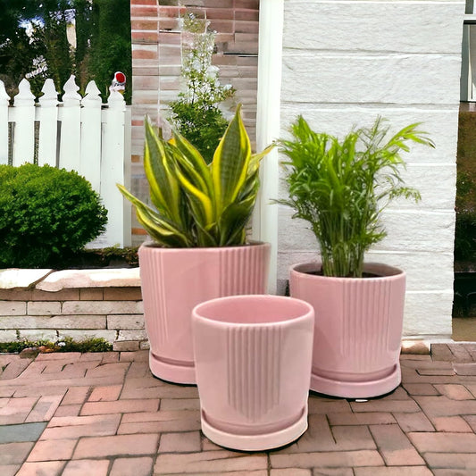 Garden Art Ceramic pot for plants (PINK)