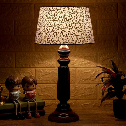 TIO's Beautiful Table Lamp with Wood Base | Beige & Gold - The Indie Odyssey