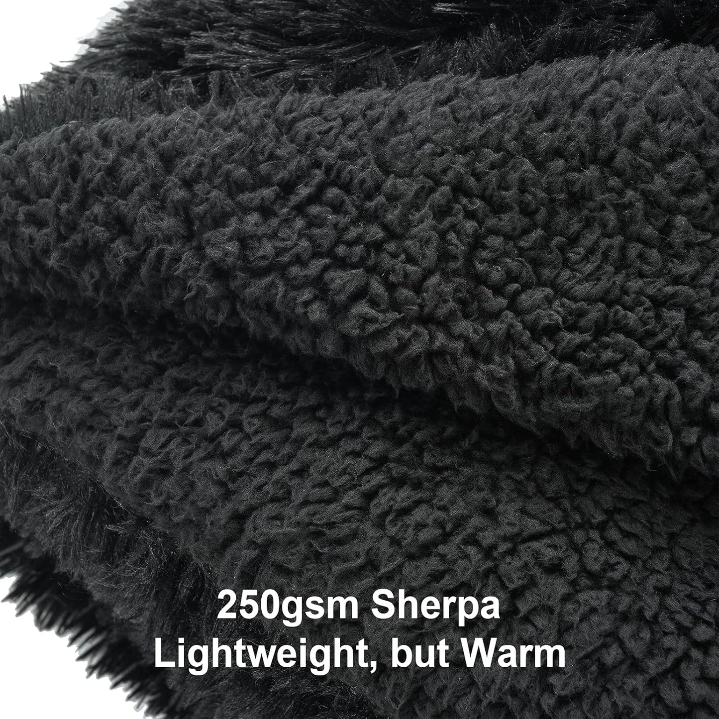 TIO's Super Soft Shaggy Faux Fur Blanket, Plush Fuzzy Bed Throw Decorative Washable Cozy Sherpa Fluffy Blankets for Couch Chair Sofa (Black)