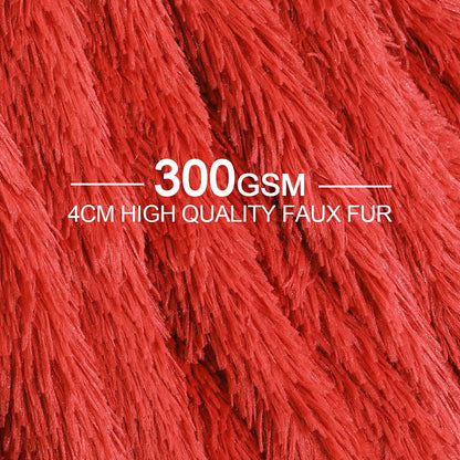 TIO's Thick Red Faux Fur Throw Winter Blanket,2 Layers,50" x 60",Soft Fluffy Plush Fuzzy Cozy Furry Blanket for Sofa Chair Living Room Adults Pets Toddler (Red)