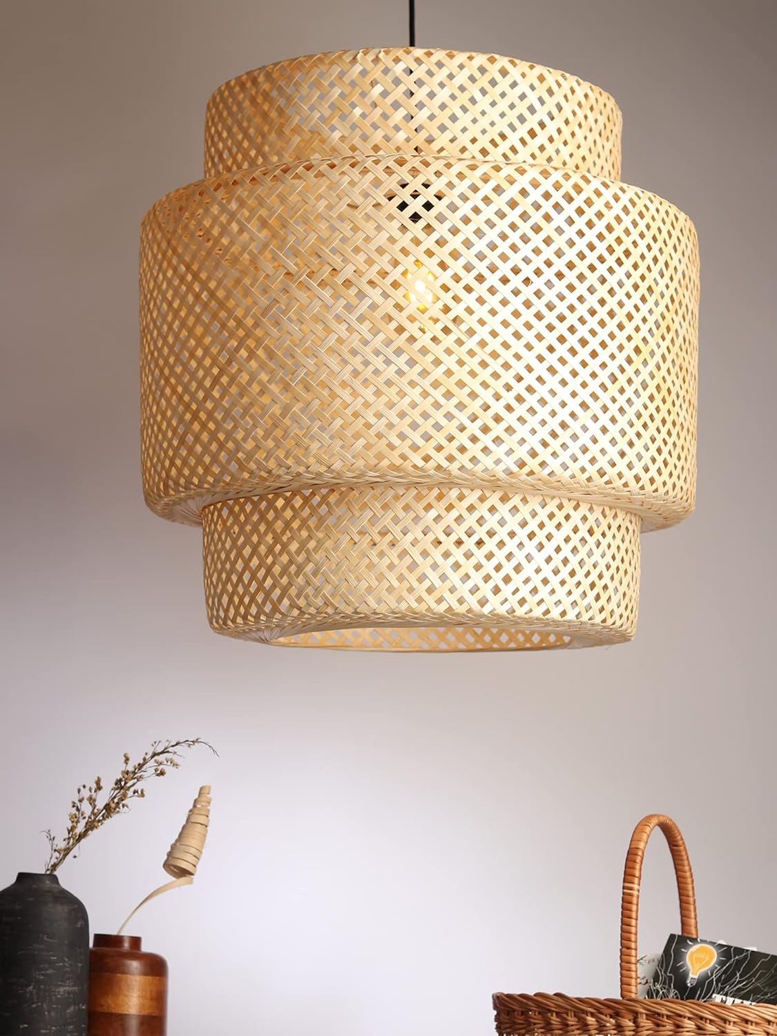 TIO's Bamboo Lamp shade | Bamboo Pendant Lamp | Boho Lamp Shade | Cane Lamp Shade | Rattan Lamp Shade | Wicker Lampshade