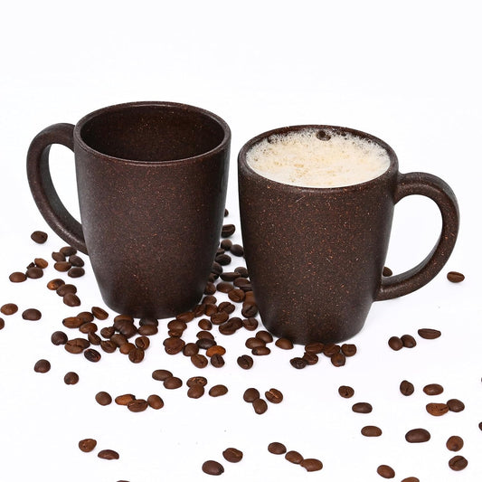 TIO's Set of 2 Eco-Friendly Classic Coffee Mug | 300 ml | Made with Rice Husk & Bamboo Fibres | Microwave Safe | Matte Finish Mugs | Coffee