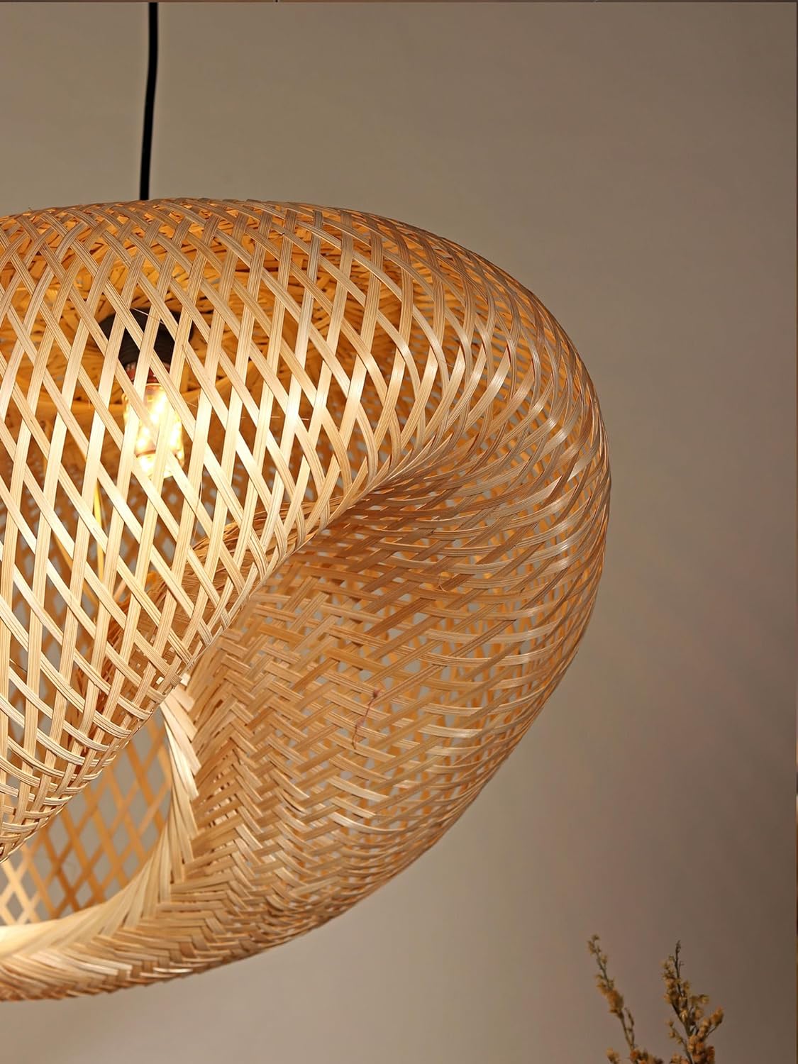 TIO's Bamboo Lamps | Bamboo Pendant Lamp | Boho Lamp | Cane Lamp | Rattan Lampshade | Bamboo Hanging Lamps (Set of 2)