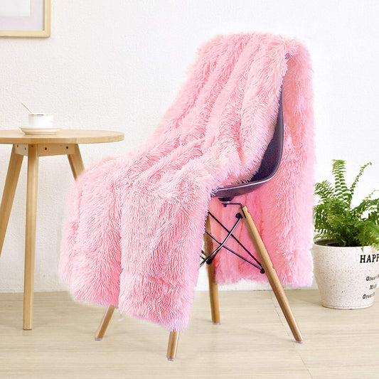 TIO's Super Soft Shagge Faux Fur Blanket Plush Fuzzy Bed Throw Decorative Cozy Fluffy Blankets for Couch Chair Sofa (Baby Pink 60" x 80")