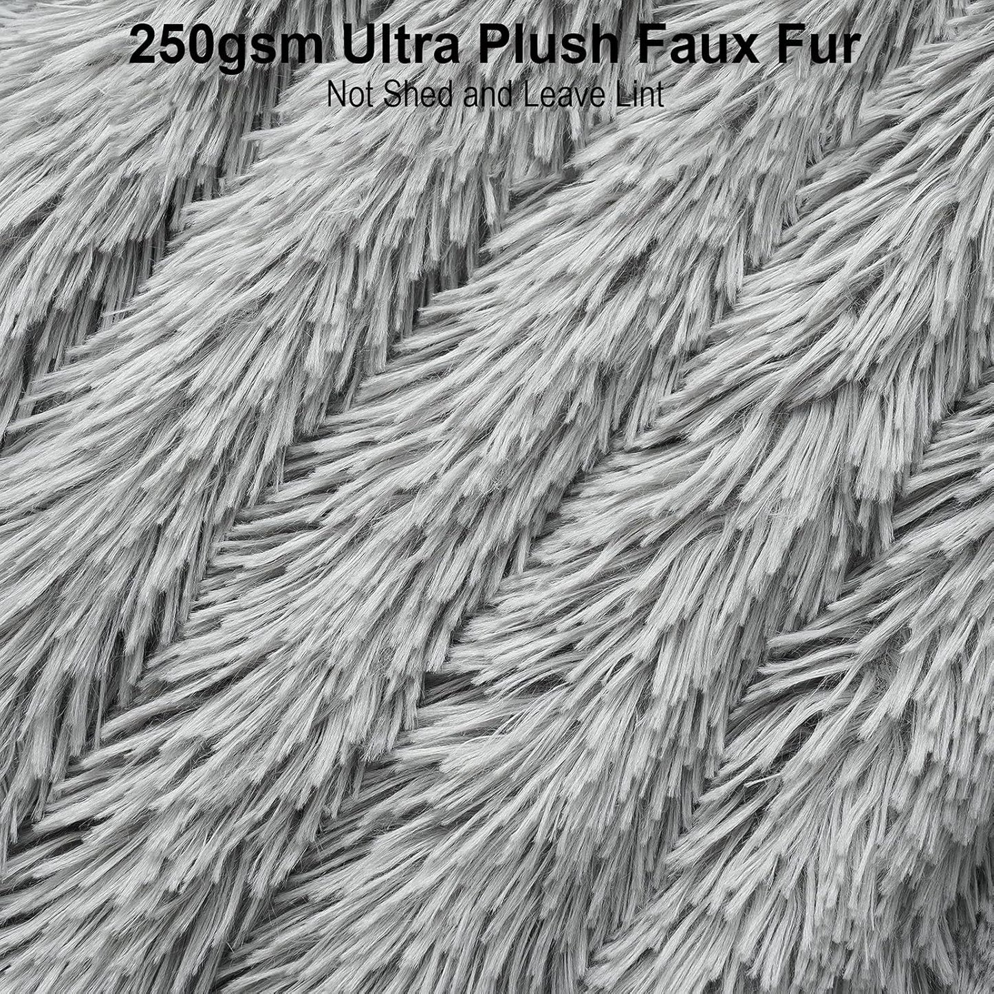 TIO's Super Soft Shaggy Faux Fur Blanket, Plush Fuzzy Bed Throw Decorative Washable Cozy Sherpa Fluffy Blankets for Couch Chair Sofa (Grey)