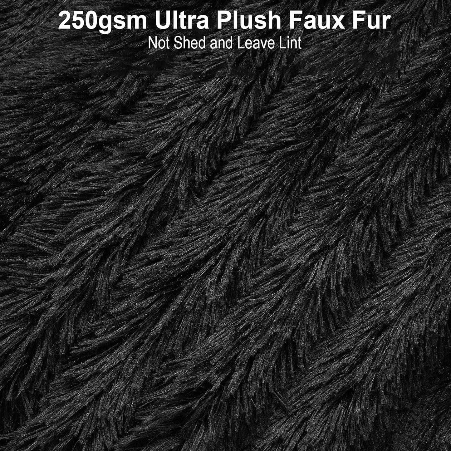 TIO's Super Soft Shaggy Faux Fur Blanket, Plush Fuzzy Bed Throw Decorative Washable Cozy Sherpa Fluffy Blankets for Couch Chair Sofa (Black)