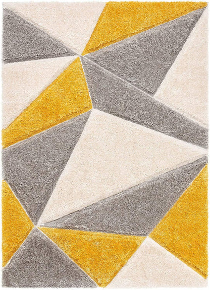 The Indie Odyssey's Handwoven 3D Carved Super Soft Collection Modern Area Rug, Multiple Size carpets Silver Grey Musturd Yellow 3D - The Indie Odyssey