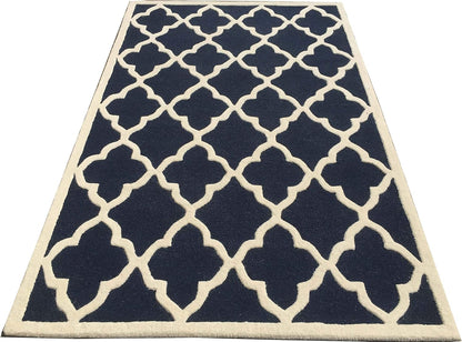 TIO's Hand Made Modern Design - Export Quality Carpets for Living Room, Blue & Beige