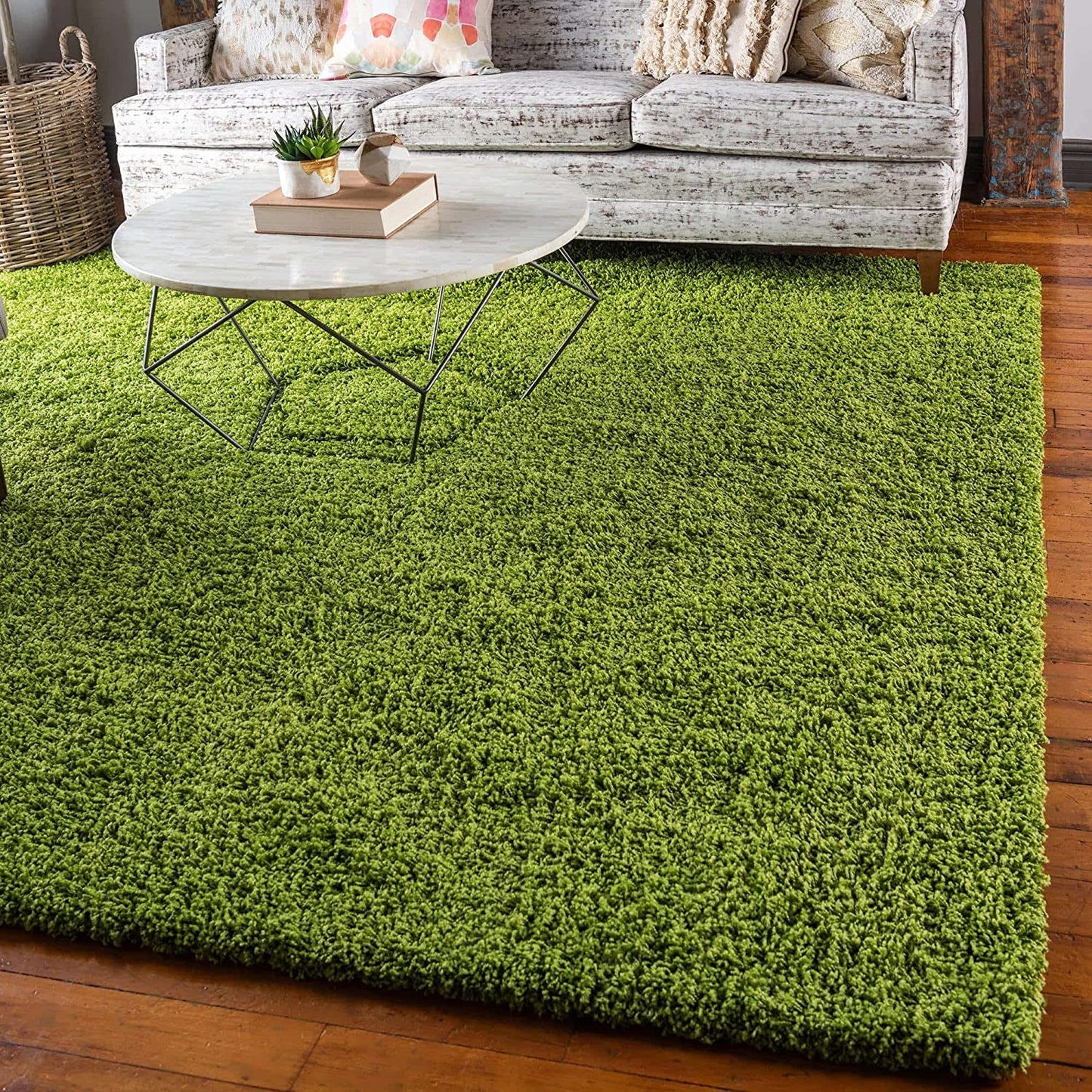 TIO's Soft Fluffy Shag Area Rugs for Living Room, Shaggy & Luxury Non-Slip | Green