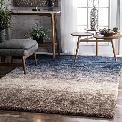 TIO's Soft Fluffy Shag Area Rugs for Living Room, Shaggy & Luxury Non-Slip | Blue, white, beige