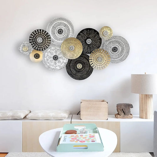 TIO's Trible Circles Metal Wall Art for Home Décor | Decorative Hanging Sculpture | Wall-Mount Decoration for Living Room Bedroom Home Office | Modern and Antique|White ad Black - The Indie Odyssey